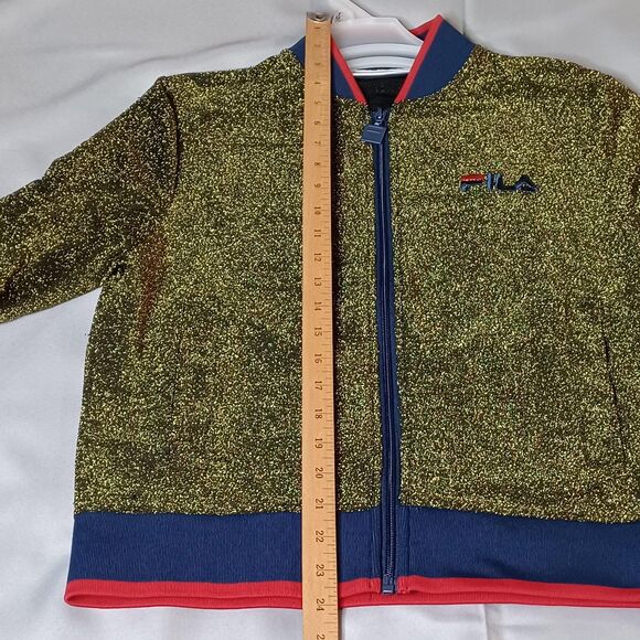 Fila Jacket Womens Small Glittery Metallic Bomber Full Zip Retro 80s Style - Picture 12 of 12